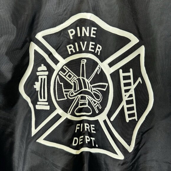 Vintage Pine River Fire Dept Jacket Mens Medium Birdie Bomber Black 90s - Picture 6 of 11